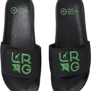 Lifted Research Group LRG Mens Stacked Logo Slides Black Sandals Shoes New 7